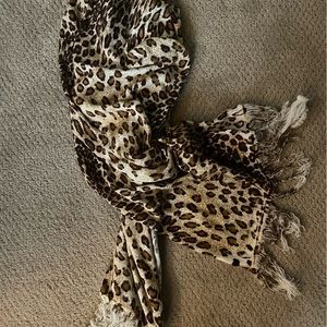 Leopard scarf - warm, fringe, large and long